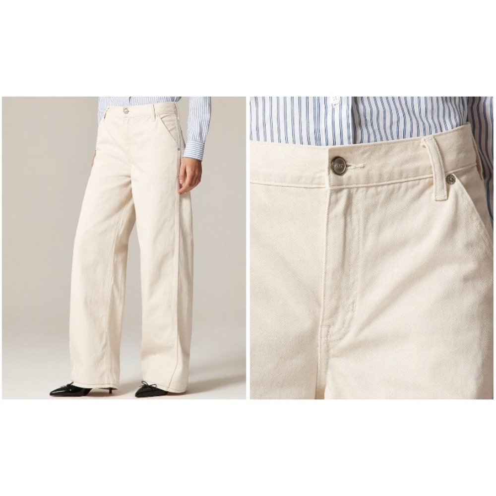 J.Crew Utility Low Rise Wide Leg Rigid Denim Jeans Off White Size 27P Minimalist